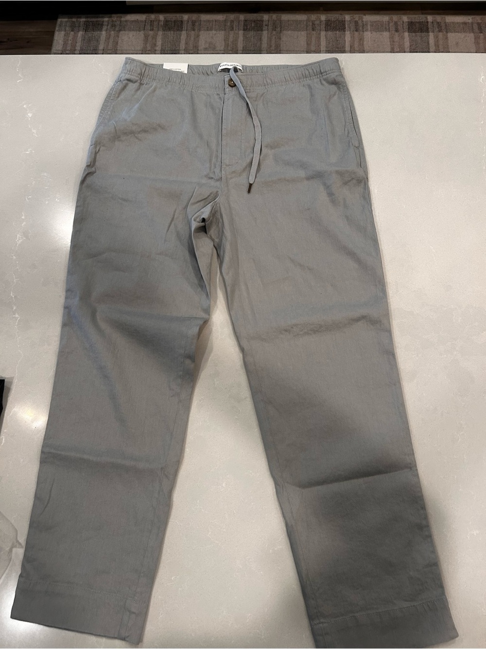 Banana Republic Men's Light Grey Drawstring Cotton/Linen blend- Size L